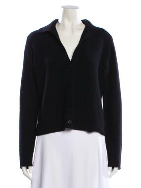 Vince Cashmere Button-Front Knit Collared Cardigan
